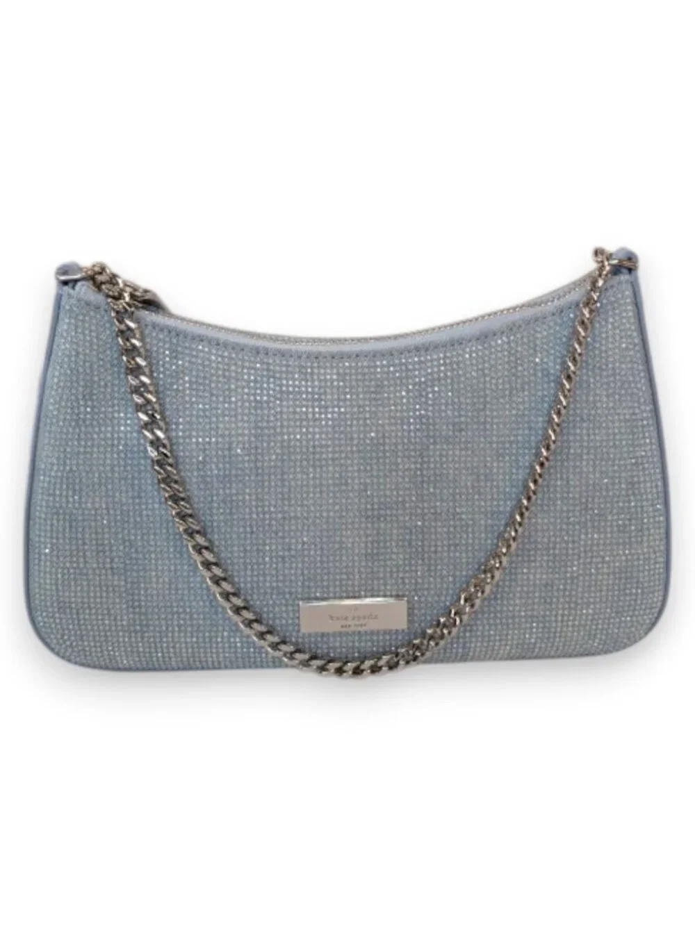 Kate Spade Madison Denim Rhinestone Studded Convertible Crossbody Light Blue